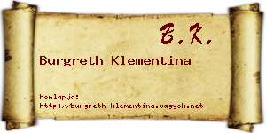 Burgreth Klementina névjegykártya